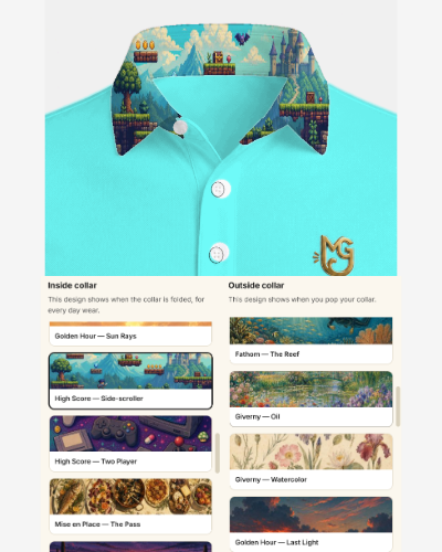 Design Your Own Collar — custom polo with pattern options